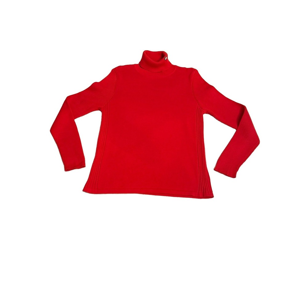 Vtg 90s Polo Ralph Lauren Sweater Womens L Embroidered Flag Cotton Turtleneck